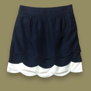 Anthropologie Floreat Navy Blue Scalloped Skirt Size 8